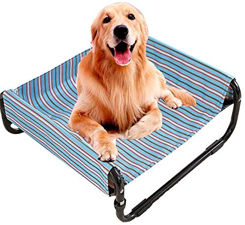 PJDDP Hundebett Erhöhte Haustierbett Hundeliege Indoor Outdoor Tragbare Bett, Katzenbett Schlafplatz Hundesofa Für Draußen Erhöhtes Hundebett Fit Für Strände, Outdoor, Camping,Blau,L