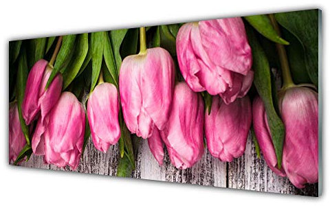 Tulup Acrylic Glass Print 125x50cm Wall Art - Wall Picture Plastic Acrylic Glass - Tulips Floral