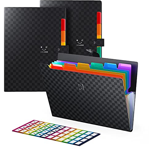 ABC life 3 Stücke 7 Taschen Fächermappe mit Upgrade-Gittermuster,Dokumentenmappe A4 Erweiterbar Tragbar Aktenordner Faechermappe din A4 Büro Schulordner Dokumente a4 Ordner Organisato mit Druckknopf