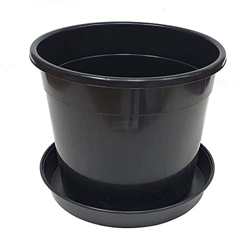 Gro Garden Products Plant Pot & Saucer, Heavy Duty Pot with Saucer - Tomato Planter, Large Plant Pots Outdoor & Indoor Plant Pot for Herb, Flowers, Potato (20 Litre Pot with 35cm Saucer, 2 Pack)