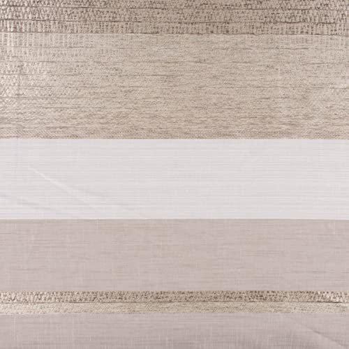 SCHÖNER LEBEN. Gardinenstoff Dekostoff halbtransparent Streifen matt glänzend beige 1,50m Breite