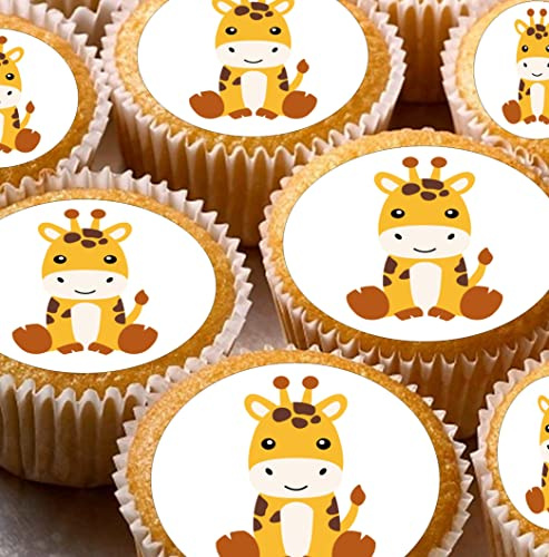 24 edible PRE CUT Jungle animals Giraffe giraffes kids childrens party decorations Wafer Paper Cupcake Topper Cake