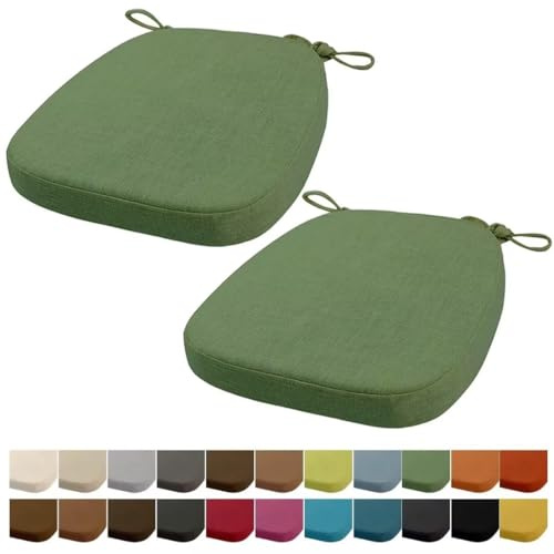 Orumrud 40x38x33CM(3CM Dicke) Stuhlkissen, Gartenstuhl Sitzkissen, Esszimmerstuhl Sitzkissen, waschbar, mit Reißverschluss, Riemen, rutschfestes Sitzkissen für Gartenstuhl (Achatgrün 2 Stück)