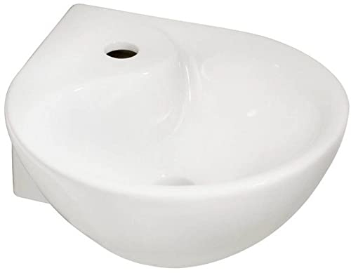 Saqu EckWaschbecken 35x35x14,5 cm - 1 Hahnloch Weiß - Waschbecken für Unterschrank, Waschtisch für Gäste WC