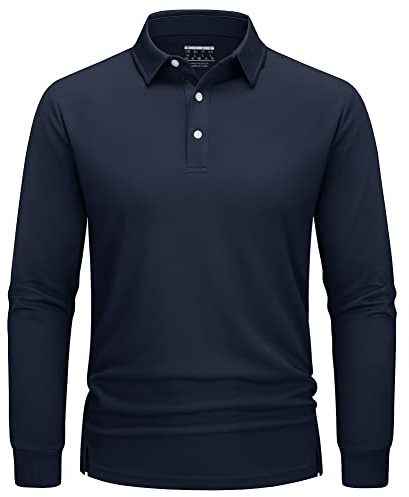 TACVASEN Gym Tops for Men Breathable Long Sleeve Fishing Shirts Quick Dry Walking T Shirts Casual Tee Shirt Navy,M