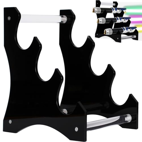 HHUXIUE Lightsaber Stand Display，Acrylic Desktop Lightsaber Stand，3-Tier Lightsaber Stand，Para espadas, sables de luz. (negro)