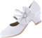 EIGHT KM Girls High Heel Dress Shoes Mary Jane Wedding Party Pump Princess Shoes EKM7035 Patent Leather Heart Pearl Bow White UK Big Kid Size 2