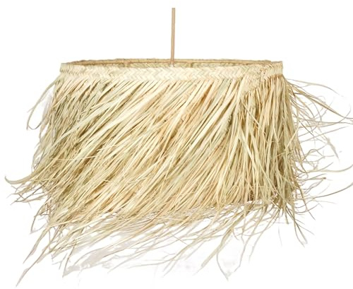 Bohome Living - Suspension naturelle à franges, Luminaire Rond en Paille, Éclairage Bohème Chic, Fait main (50x30cm)