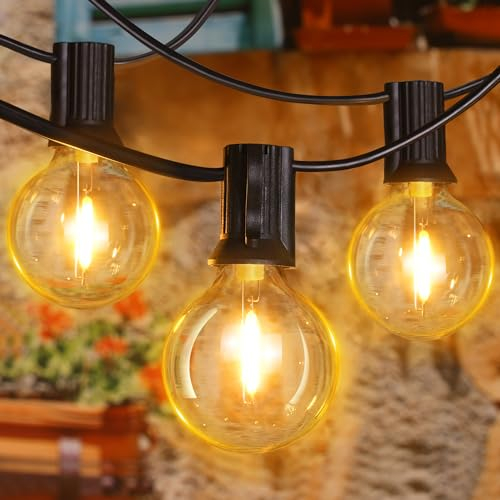 Ollny Festoon Lights Outdoor 5m, Christmas LED String Light Mains Powered, with Plug/13+1 Shatterproof G40 Bulbs/Hook, Bright Warm White Lighting Outside Indoor Tree Garden Decorations