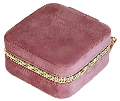 BSLVWG Schmuck-Box,kleine Reise Schmuck Organiser Aufbewahrungskoffer für Halskette Ohrringe Armbänder Ringe Samt Leopard Schmuck Box Organizer, Schmuck Geschenk Box für Mädchen Frauen (Rosa)