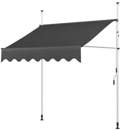 HXYhydrypd Markise Balkon Ohne Bohren, Standmarkise mit UV-Schutz, Wasserdichtes Klemmmarkise for Türen, Fenster, Terrassen(Color:White,Size:250cm/98.4in)