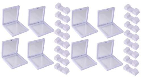 GALPADA 2-teiliges Set Aufgehängte Schmuckvitrine Schwimmende Vitrine Für Münzen Ausstellungsrahmen Mit Ständern Transparenter Schweberahmen Schwimmende Münzvitrine 3d-rahmenhalter Weiß