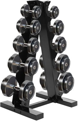 5-Tier Stahl Gewicht Hantel Rack,A-Frame Hantelständer,Hantelständer Gewicht Halterung Rack für Home Gym Fitnessraum,Aufbewahrung von 5 Paar Hanteln (Schwarz)