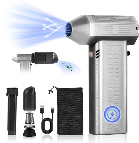 Cordless Jet Mini Blower,130000RPM Jet Hair Dryer,Rechargable Compressed Air Duster PC Cleaner,Powerful Fan Turbine Powered Mini Blower Air Duster,Stepless Speed Adjustable, Reusable Blower Jet Fan