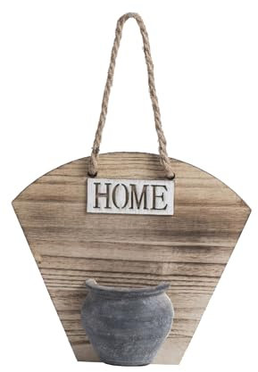 Mokylor Holz-Wand-Pflanzgefäß, Wand-Hänge-Pflanzgefäß, Wand-Pflanztopf, Outdoor-Hänge-Pflanzgefäß, Mondförmiger Wand-Blumentopf, Keramik-Hängevase für Blumen, Zuhause, Büro (4)