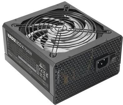 Tacens Radix ECO X 750, Alimentation PC ATX 750W, Garantie 6 Ans, 87% d’Efficacité, Technologies SMD et DC-DC, Ventilateur FDB 140mm Ultra-Silencieux AI-RPM, Câbles Plats Extra-Longs, Noir