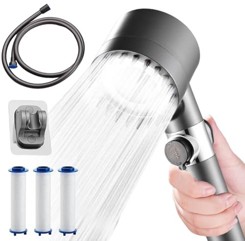 Kisbeibi Shower Head, Universal High Pressure Water Saving Shower Head with 3 Spray Modes, Adjustable Powerful Shower Heads to Increase Pressure, High Pressure Power Shower Head for Home Hotel