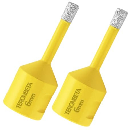 Teronbeta Diamond Core Drill Bit 6mm x 2pcs, M14 Vacuum Brazed Diamond Core Hole Cutter for Tile Porcelain Ceramic Granite Marble,and for Angle Grinder