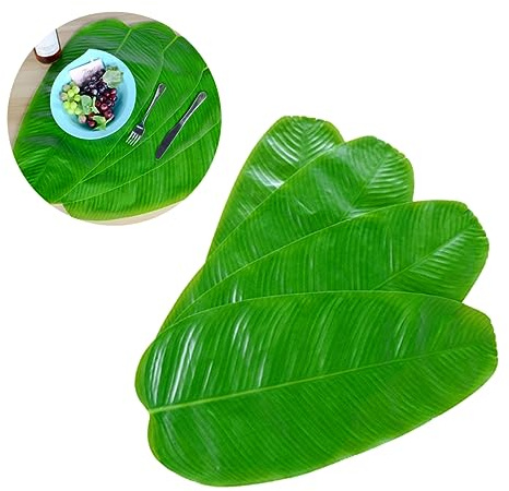 MAGICLULU Lot De 4 Sets De Table Réalistes – Décoration De Feuilles Artificielles pour Fêtes Tropicales