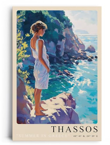 Paul Sinus Leinwandbild 40x60cm Thassos – Griechenland, Meer, Küste, Natur, Entspannung, Urlaub, Sommer, Licht, Harmonie, Insel, Ruhe, Malerisch