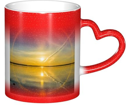 NDDCEDEW Tazzine da caffè in ceramica, con manico a forma di cuore, con stampa a forma di cuore, per casa, ufficio, 325 ml, nero/rosso/blu