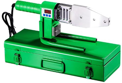 HENGJINGTR Fusore per Tubi in PPR, saldatrice per Tubi in plastica con Display Digitale da 1000 W e 220 V, Strumenti Professionali per la Saldatura di Tubi Domestici con 6 Teste di filiera (Verde)