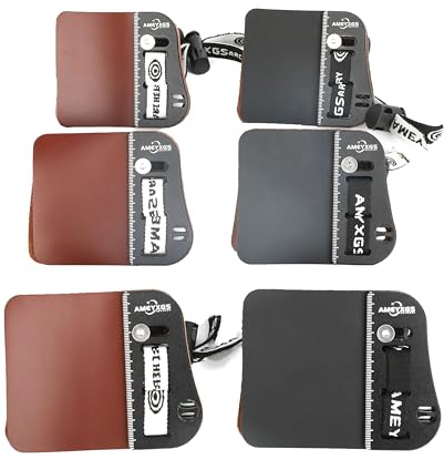 Poearcus Bogenschießen Fingerschutz Aluminium Platte Leder Finger Tab Geeignet für Links- und Rechtshänder Fingerschutz für Bogenschießen Wettbewerbe in verschiedenen Größen.