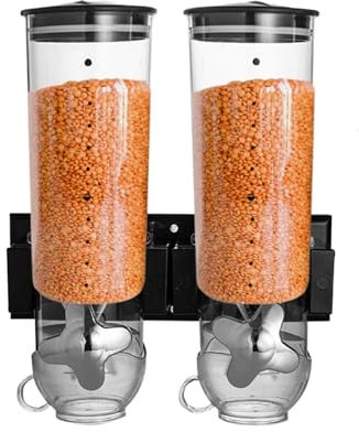 Dispensador Seco - Contenedor De Almacenamiento De Alimentos | Contenedor De Alimentos Para Cereales Triple | Grid Grano Storage Bin Kitchen Almacenamiento Organizador Para Alimentos Harina
