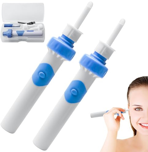 2 Stück Oroclear Ohrenschmalz-Sauger, Ohrenschmalz Entferner Sauger Mit 2 Waschbaren Ersatzköpfen Und Batterie, Sicheres Und Weiches Ear Cleaner AbsauggeräT für Erwachsene, Kinder und ältere