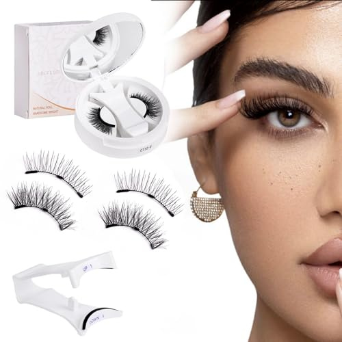 Magnetic-Eyelashes With Applicator, Portable Magnetic-Lashes, Upgrade 2 Magnets False Eyelashes, Easy To Wear And Remove, Newbie-friendly