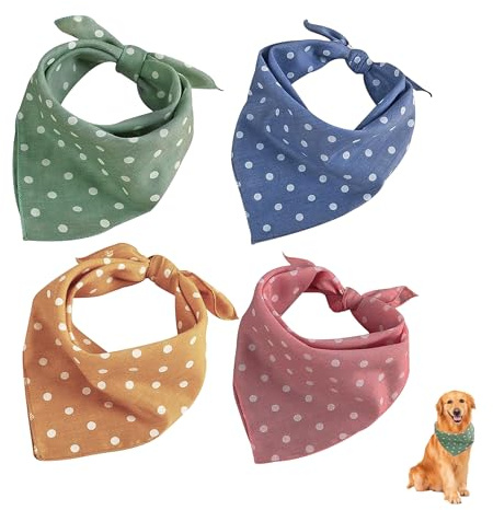 Gxdamxz Halstuch Hund, Hundehalstuch, Bandana Halstücher, Verstellbar‌ Dreieckiges Lätzchen‌ für Kleine Mittel Große, Dog Scarf, 4 Stück