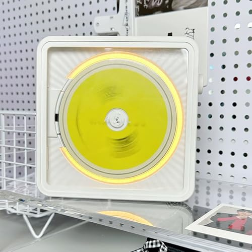 LHQYA Lettore CD, Cornice Decorativa Musicale, 4 Opzioni di Illuminazione D'atmosfera, Supporta I Formati: CD/CD-R/CD-RW/MP3/WMA, Uscita Audio Stereo da 3,5/Jack per Cuffie Esterne, per Casa