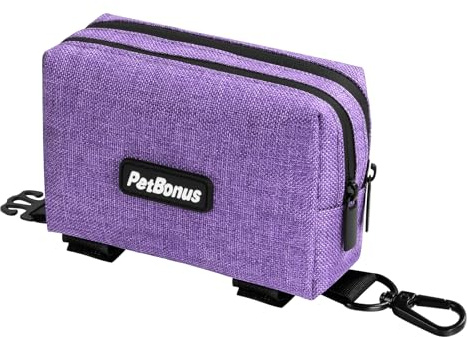 PetBonus Dispensador portátil de Bolsas para Perros, Incluye 2 Compartimentos para golosinas y Accesorios de Paseo, Compatible con Todas Las Correas, diseño práctico,Ideal en Viajes y Parques
