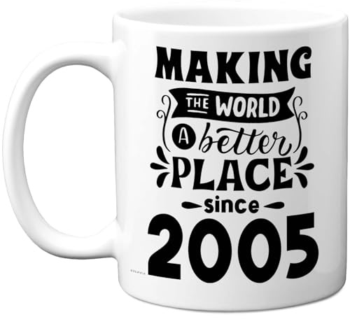Stuff4 21st Birthday Mug Gift for Women and Men | Making The World a Better Place Since 2005, Happy 21 Birthday Gifts for Grandad Grandma Nan Retro Back in 2005 Age 21 Bday
