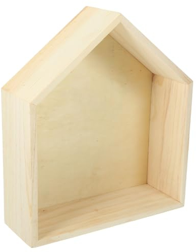 Toyvian Wandregal Holz Hausform Fünfeckiges Hängeregal mit Hoher Tragkraft für Wohnzimmer Schlafzimmer Büro Kompakte Wandablage zur Dekorativen Aufbewahrung Kleiner Gegenstände