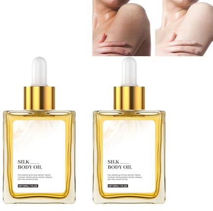 Aceite corporal de seda hidratante e iluminador, elixir ligero y reafirmante facial y corporal, aceite hidratante profundo no graso para una piel suave, suave y radiante (2 unidades)