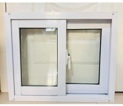 Finestra Antitempesta In Alluminio, Finestra A Ghigliottina Scorrevole, Movimento Scorrevole Laterale, Con Zanzariera, Adatta For Capannoni, Pollai, Bagni,Garage(100x80cm/39.4x31.5in)
