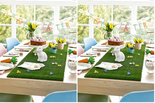 Talking Tables Reusable Artificial Grass Table Runner | 1.5m Indoor Use | Easter Decorations, Spring, Summer Tablescape, Moss for Fairy Garden, Football Theme, Mad Hatter Afternoon Tea, Green