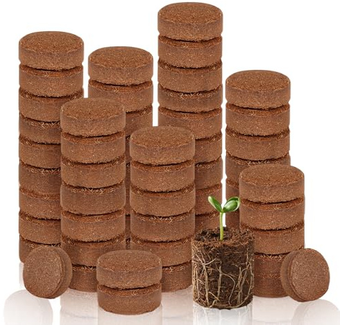 Lot de 100 Pastilles de Culture en Fibre de Coco - Terreau de Semis Enrichi en Nutriments - Écologique et Pratique - Pastilles Gonflantes pour Germination Rapide des Graines (100pcs) (100pcs)