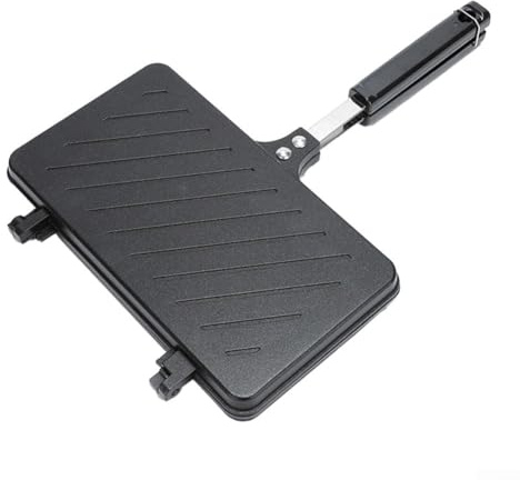 Macchina per sandwich da campeggio con doppio lato antiaderente e calore veloce, progettata per cucinare facilmente panini, waffle e toast