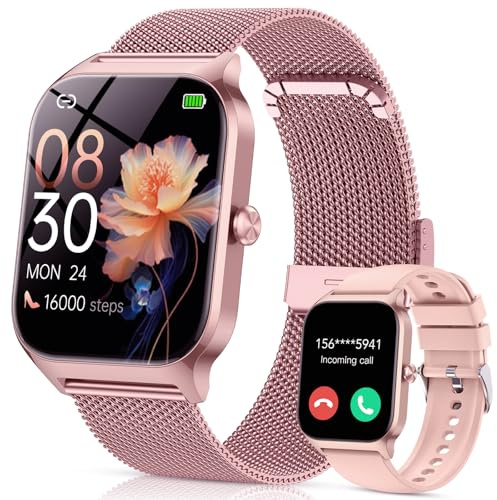 Smartwatch Damen mit Telefonfunktion, 1.85'' Zoll HD Fitnessuhr, Smart Watch 200+Sportmodi Fitness Tracker mit Herzfrequenz/Spo2/Schrittzähler/Schlafmonitor, IP68 Wasserdicht Sportuhr für iOS Android