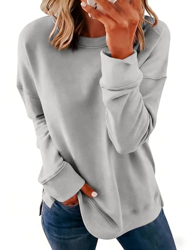 Cicy Bell Långärmad damtröja tröja elegant basic långärmad tröja rund hals tröja casual toppar