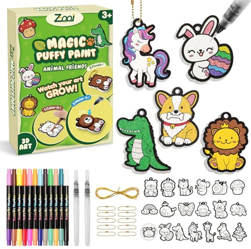 ZOOI 3D Magic Puffy Art Animals, Puffy Paint Craft Kits for Kids Ages 3-12 | Gifts for Kids, Back to School Creative, Magic Set Puffy Arts and Crafts for Kids, Birthday Presents, Stocking Fillers