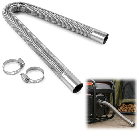 Flexibler Edelstahl-Abgasschlauch 60cm - Für Stromerzeuger Dieselstandheizungen, 2 Edelstahlklammern Inklusive