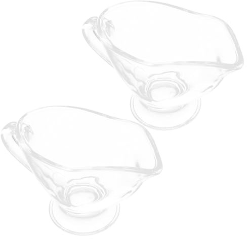 CHILDWEET 2 Salseras de Vidrio con Asa 215 Ml, Salsera Pequeña Transparente para Salsa y Crema, Dispensador de Salsa Adecuado para Servir en Cocina y Restaurante