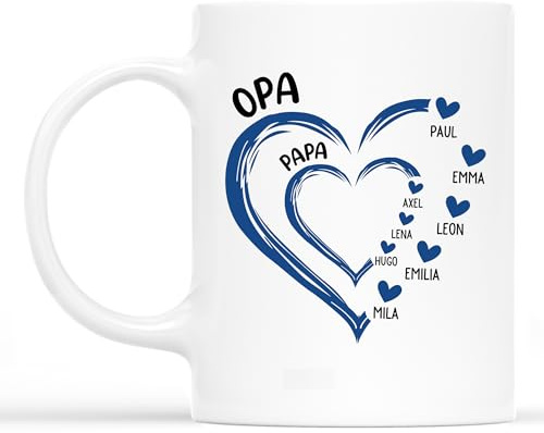 Geschenke Mall Tasse Personalisiert - Opa Papa Kinder Das Herz - geschenk vatertag personalisiert, tasse papa personalisiert, vatertagsgeschenk personalisiert tasse (Modell #1)