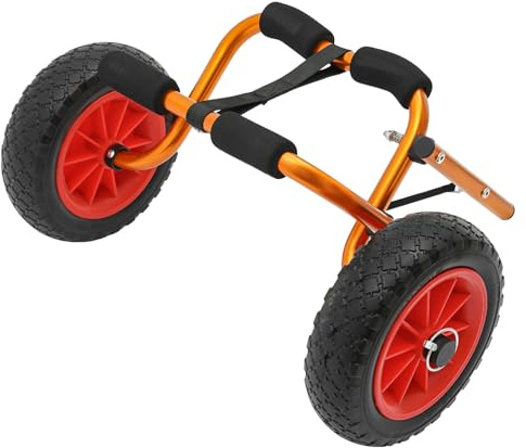 TNGBXR Carro plegable para kayak, con 2 neumáticos de goma maciza y correas, carro de transporte de aleación de aluminio, carro de transporte para kayak, canoa, tabla de surf, 80 kg
