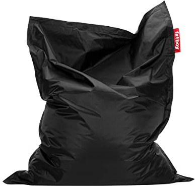 Fatboy Original Sitzsack XXL - Sitzsack Erwachsene - Robuster und Langlebiger Relaxsessel für Drinnen - Bequemer und Nachfüllbarer Lesesessel und Gaming Stuhl aus Nylon - 180 x 140cm - Schwarz