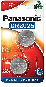 Panasonic Cr2025 Micropile al Litio, Argento (2 Pezzi)