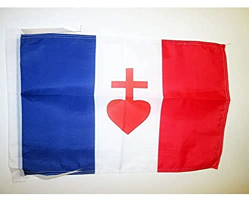 AZ FLAG Drapeau France Sacré Cœur de Jésus 45x30 cm Cordelettes | Usage intérieur et extérieur Drapeau décoratif catholique coutures doubles et bords renforcés polyester 100D